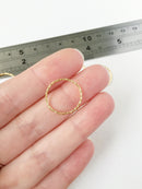 6 x 18K Gold Plated Textured Ring Connectors, 18mm Gold Round Links (0318)