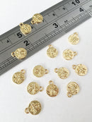 1 x 18K Gold Plated Coin Shaped Bee Charms, 8x10mm (0149G)
