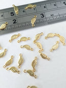 6 x 18K Gold Plated Leaf Connectors, 11x4mm (0095G)