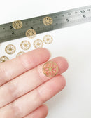 10 x Gold Plated Brass Filigree Flower Links, 13mm (0295)