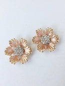 2 x Enamel Flower Cabochon with Crystal Centre, 33mm (0690)