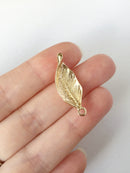4 x Champagne Gold Detailed Leaf Charms, 32x11mm (0699)