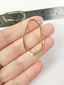 2 x 18K Gold Plated Irregular Oval Wavy Connectors, 39x23mm (0386)