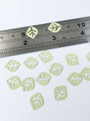 10 x Light Green Spray Painted Brass Leaf Pendants, 13x11mm