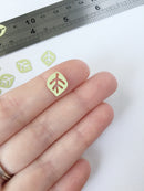 10 x Light Green Spray Painted Brass Leaf Pendants, 13x11mm