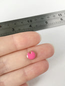 8 x 8mm Hot Pink Enamelled Metal Sequin Charms