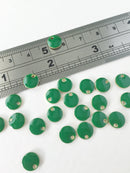 8 x Green Enamelled Round Sequins, 8mm