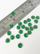 8 x Green Enamelled Round Sequins, 8mm