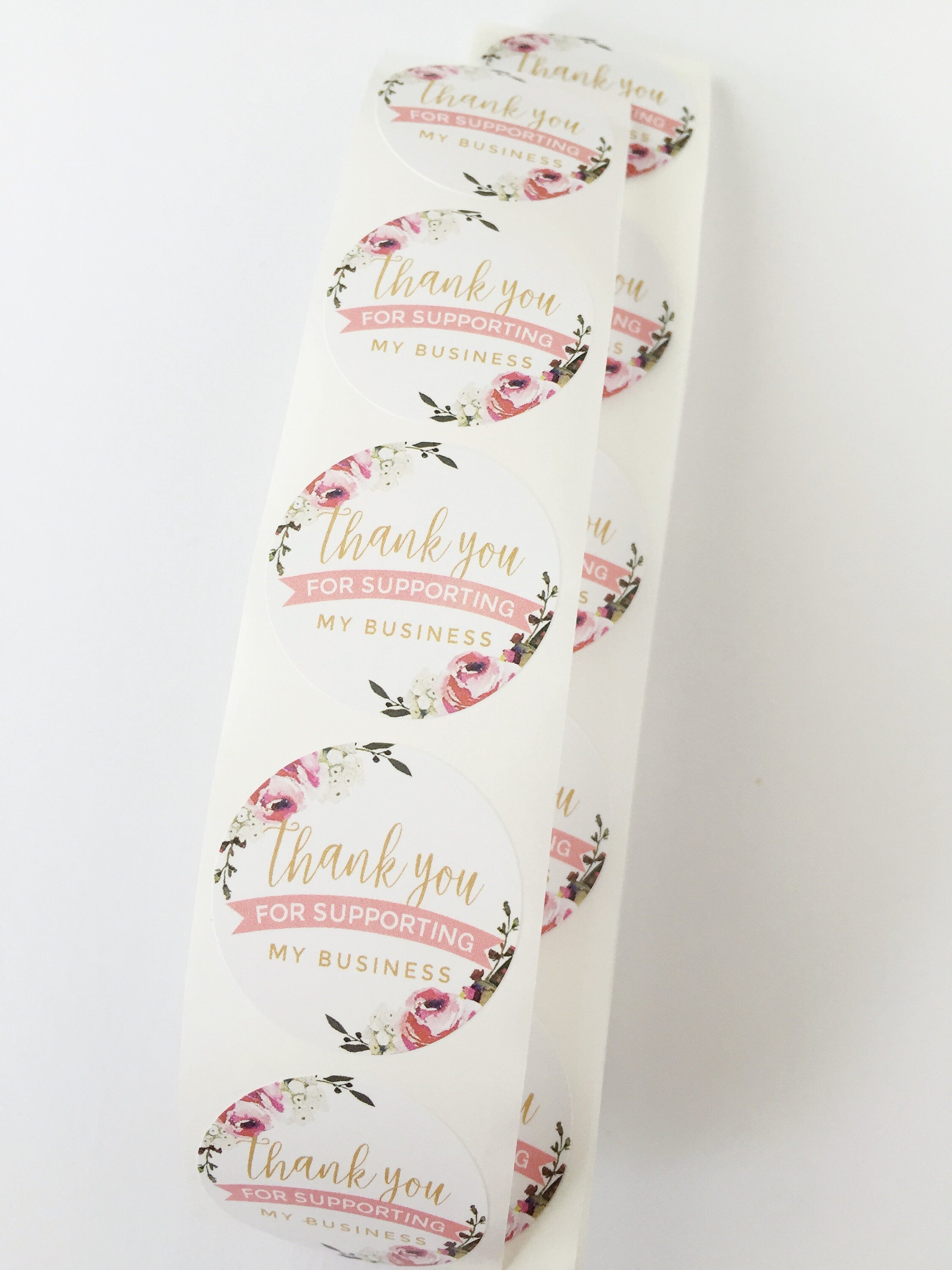 100 x Thank You for Supporting My Business Stickers, 2.5cm
