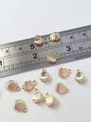6 x Tiny 18K Gold Plated Copper Shell Charms, 10x7.5mm (0140)