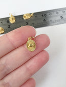 1 x 18K Gold Plated Oval Saturn Charm, 13.5x8mm