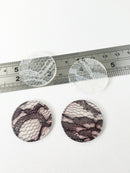 2 x Resin Circle Pendants with Built in Lace, 30mm