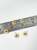 1 x Light 18K Gold Plated Evil Eye Sun Charm with Black CZ, 15x12mm (0243BLACK)