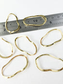 2 x 18K Gold Plated Irregular Oval Wavy Connectors, 39x23mm (0386)