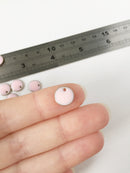 8 x Light Pink Enamelled Brass Sequins, 10mm Coin Charms (0340)