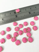 8 x 8mm Hot Pink Enamelled Metal Sequin Charms