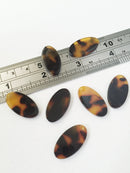 4 x Tortoiseshell Oval Pendants, Brown Acrylic Oval Charms (0759)