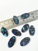 2 x Navy Blue Tortoiseshell Oval Pendants, 24x13mm (0759)