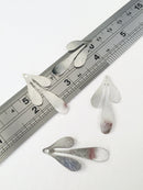 2 x Platinum Plated Small Leaf Pendants, 36x18mm (0741P)