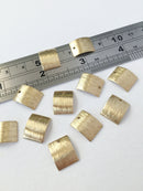 10 x Textured Raw Brass Curved Rectangle Shape Pendants, 14x11mm (0730)