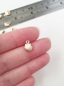 6 x Tiny 18K Gold Plated Copper Shell Charms, 10x7.5mm (0140)