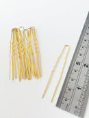 10 x Gold Bobby Pins, 64mm Long (0721)