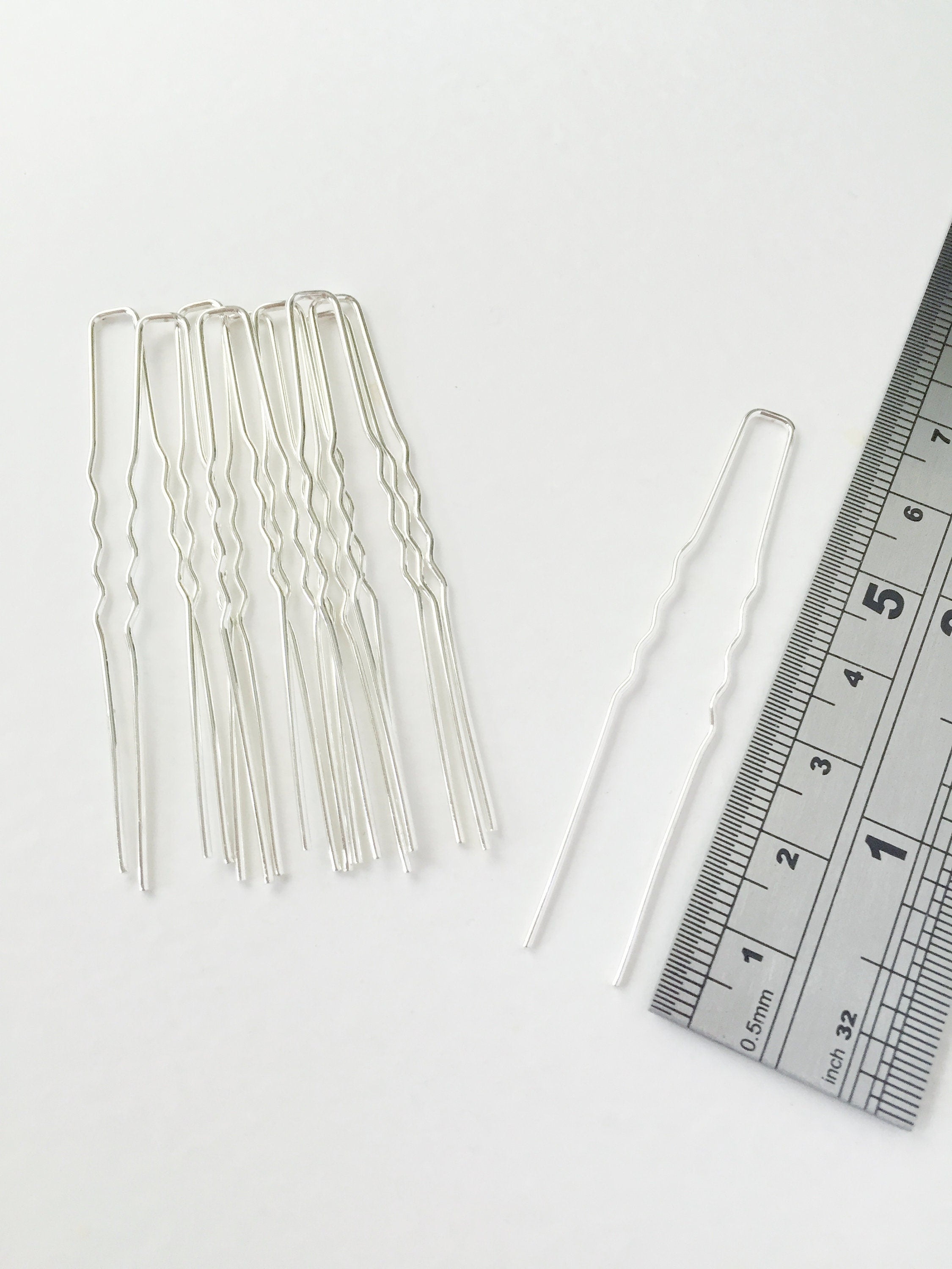 10 x Bright Silver Hair Pins, DIY Hair Pins 64mm Long (0716)