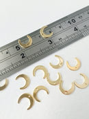 4 x Small 18K Gold Plated Crescent Moon Charms, 11.5mm (0321)