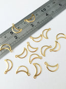 8 x Gold Plated Stainless Steel Openwork Crescent Moon Charms, 15x9mm