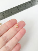 2 x 18K Gold Plated Tiny Star Charms with Cubic Zirconia, 8x6mm (0325)