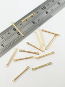 10 x 18K Gold Plated Bar Connectors, 25x2mm (0049)
