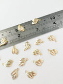 10 x 18K Gold Plated Double Leaf Charms, 13x8mm (0215)
