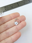 1 x Platinum Plated Hoop Enamel Flower Charm, 14.5x11mm (0010)