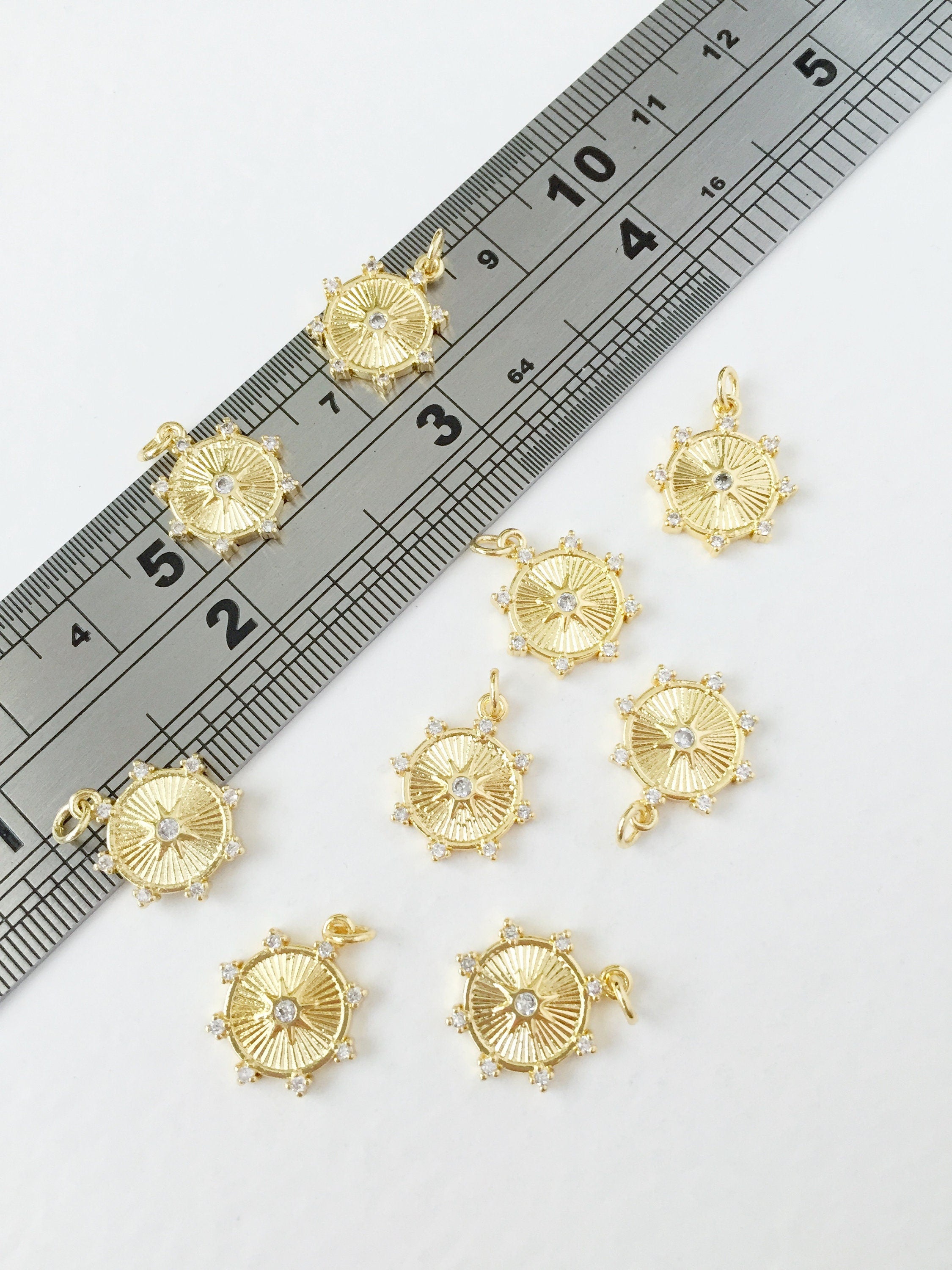 1 x 18K Gold Plated Star Charm with Cubic Zirconia, 15x13mm (0275)