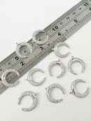 1 x Platinum Plated Crescent Moon Pendant with Cubic Zirconia, 19x18mm