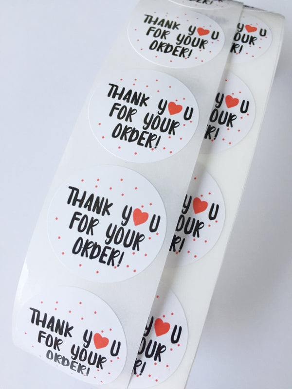 100 x Thank You for Your Order Stickers, Floral Design Stickers, Thank You Tags, Thank You Labels