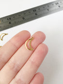 8 x Gold Plated Stainless Steel Openwork Crescent Moon Charms, 15x9mm