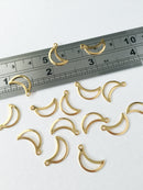 8 x Gold Plated Stainless Steel Openwork Crescent Moon Charms, 15x9mm