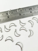 12 x Stainless Steel Openwork Crescent Moon Charms, 15x9mm