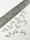 12 x Stainless Steel Openwork Crescent Moon Charms, 15x9mm
