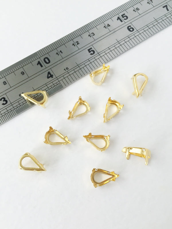 24 x Gold Tone Brass Setting for Pear Cut Stones, 8x13mm (3445)