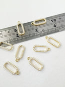 4 x Gold Plated Pearl Pendants, 21x9mm (0781)