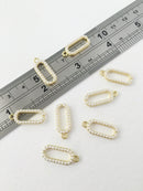 4 x Gold Plated Pearl Pendants, 21x9mm (0781)