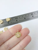 1 x 18K Gold Plated Northern Star Charm with Cubic Zirconia, 14x11mm (0279)