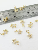 1 x 18K Gold Plated Tiny CZ Star Charm, 11x8.5mm (0087)