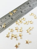 6 x 18K Gold Plated Star Charms, 7x10mm (0154)