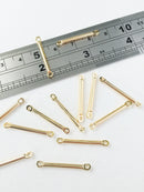 10 x 18K Gold Plated Bar Connectors, 25x2mm (0049)
