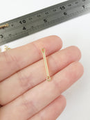 10 x 18K Gold Plated Bar Connectors, 25x2mm (0049)