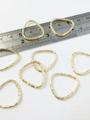 6 x Gold Plated Rounded Wavy Triangle Connectors, 25x22mm (0744)
