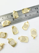 1 x Gold Plated Cubic Zirconia Heart Pendants, 17x10mm (0219)